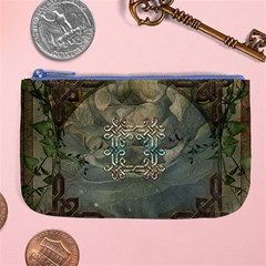 Celtic Knot On Vintage Background Large Coin Purse by FantasyWorld7