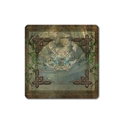 Celtic Knot On Vintage Background Square Magnet by FantasyWorld7