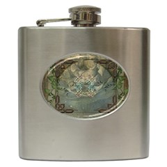 Celtic Knot On Vintage Background Hip Flask (6 Oz) by FantasyWorld7