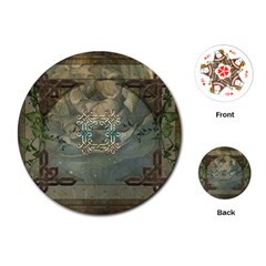 Celtic Knot On Vintage Background Playing Cards (round) by FantasyWorld7