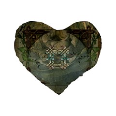 Celtic Knot On Vintage Background Standard 16  Premium Heart Shape Cushions by FantasyWorld7