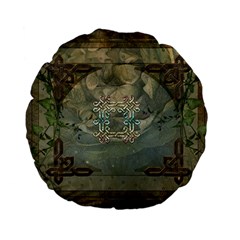 Celtic Knot On Vintage Background Standard 15  Premium Flano Round Cushions by FantasyWorld7