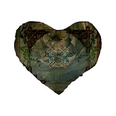 Celtic Knot On Vintage Background Standard 16  Premium Flano Heart Shape Cushions by FantasyWorld7