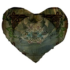 Celtic Knot On Vintage Background Large 19  Premium Flano Heart Shape Cushions by FantasyWorld7