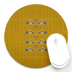 Motorcycles And Ornate Mouses Round Mousepads by pepitasart