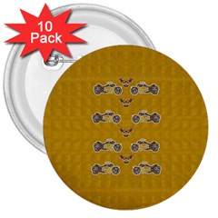 Motorcycles And Ornate Mouses 3  Buttons (10 Pack)  by pepitasart