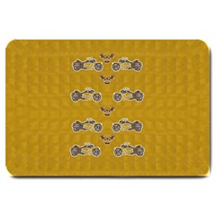 Motorcycles And Ornate Mouses Large Doormat  by pepitasart