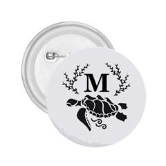 Black Tribal Sea Turtle Monogram 2 25  Button