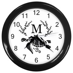 Black Tribal Sea Turtle Monogram Wall Clock (black) by WayfarerApothecary