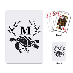 Black Tribal Sea Turtle Monogram Playing Cards Single Design by WayfarerApothecary