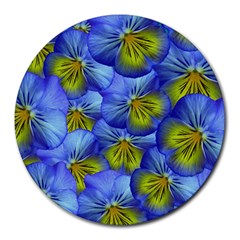 Flowers Pansy Background Purple Round Mousepads by Mariart