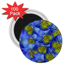 Flowers Pansy Background Purple 2 25  Magnets (100 Pack)  by Mariart