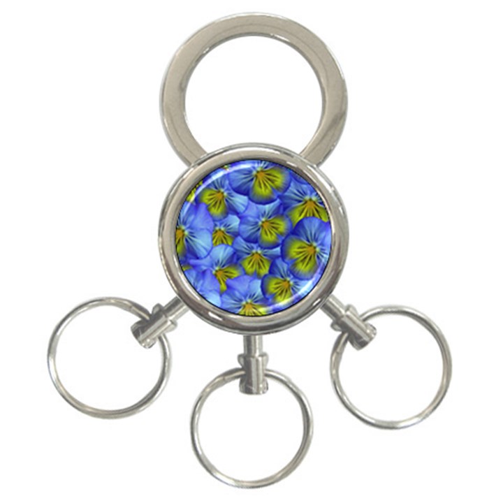 Flowers Pansy Background Purple 3-Ring Key Chains