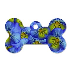 Flowers Pansy Background Purple Dog Tag Bone (one Side) by Mariart