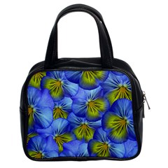 Flowers Pansy Background Purple Classic Handbag (two Sides) by Mariart