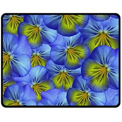 Flowers Pansy Background Purple Fleece Blanket (medium)  by Mariart