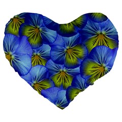 Flowers Pansy Background Purple Large 19  Premium Heart Shape Cushions by Mariart