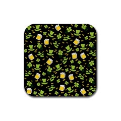 St Patricks Day Pattern Rubber Coaster (square)  by Valentinaart