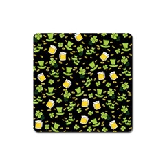 St Patricks Day Pattern Square Magnet by Valentinaart