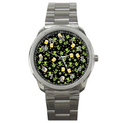 St Patricks Day Pattern Sport Metal Watch by Valentinaart