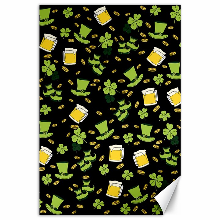 St Patricks day pattern Canvas 24  x 36 