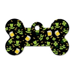 St Patricks Day Pattern Dog Tag Bone (two Sides) by Valentinaart