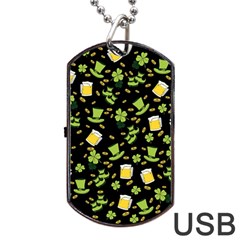 St Patricks Day Pattern Dog Tag Usb Flash (two Sides) by Valentinaart