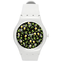 St Patricks Day Pattern Round Plastic Sport Watch (m) by Valentinaart