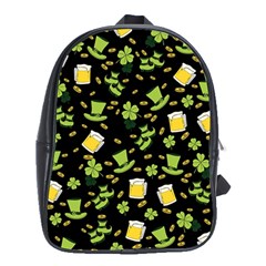 St Patricks Day Pattern School Bag (xl) by Valentinaart