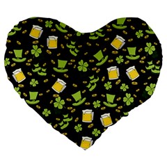 St Patricks Day Pattern Large 19  Premium Heart Shape Cushions by Valentinaart