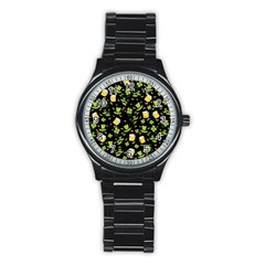 St Patricks Day Pattern Stainless Steel Round Watch by Valentinaart