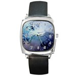 Wonderful Elegant Floral Design Square Metal Watch Front