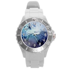 Wonderful Elegant Floral Design Round Plastic Sport Watch (l) by FantasyWorld7