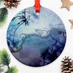 Wonderful Elegant Floral Design Round Ornament (two Sides) by FantasyWorld7