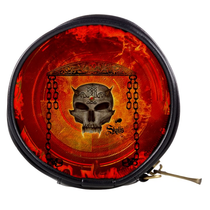 Awesome Skull With Celtic Knot With Fire On The Background Mini Makeup Bag