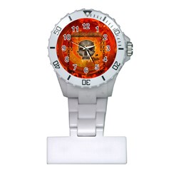 Awesome Skull With Celtic Knot With Fire On The Background Plastic Nurses Watch by FantasyWorld7