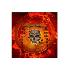 Awesome Skull With Celtic Knot With Fire On The Background Satin Bandana Scarf by FantasyWorld7