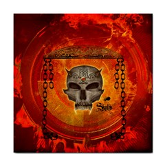 Awesome Skull With Celtic Knot With Fire On The Background Tile Coasters by FantasyWorld7