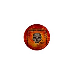 Awesome Skull With Celtic Knot With Fire On The Background 1  Mini Buttons by FantasyWorld7