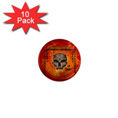 Awesome Skull With Celtic Knot With Fire On The Background 1  Mini Magnet (10 Pack)  by FantasyWorld7