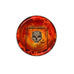 Awesome Skull With Celtic Knot With Fire On The Background Hat Clip Ball Marker by FantasyWorld7