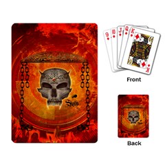 Awesome Skull With Celtic Knot With Fire On The Background Playing Cards Single Design by FantasyWorld7