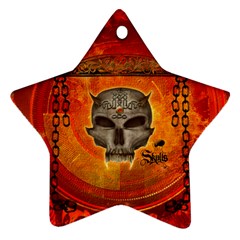 Awesome Skull With Celtic Knot With Fire On The Background Star Ornament (two Sides) by FantasyWorld7