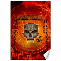 Awesome Skull With Celtic Knot With Fire On The Background Canvas 12  X 18  by FantasyWorld7