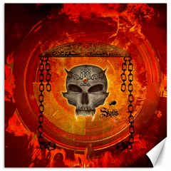 Awesome Skull With Celtic Knot With Fire On The Background Canvas 16  X 16  by FantasyWorld7