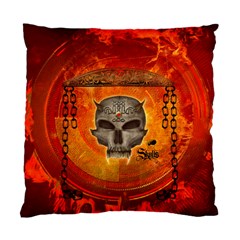 Awesome Skull With Celtic Knot With Fire On The Background Standard Cushion Case (one Side) by FantasyWorld7