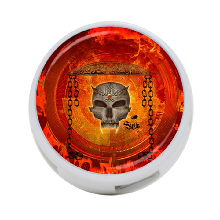 Awesome Skull With Celtic Knot With Fire On The Background 4-Port USB Hub (One Side)