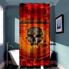 Awesome Skull With Celtic Knot With Fire On The Background Shower Curtain 36  X 72  (stall)  by FantasyWorld7