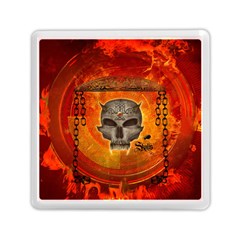 Awesome Skull With Celtic Knot With Fire On The Background Memory Card Reader (square) by FantasyWorld7