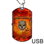 Awesome Skull With Celtic Knot With Fire On The Background Dog Tag USB Flash (One Side) Front